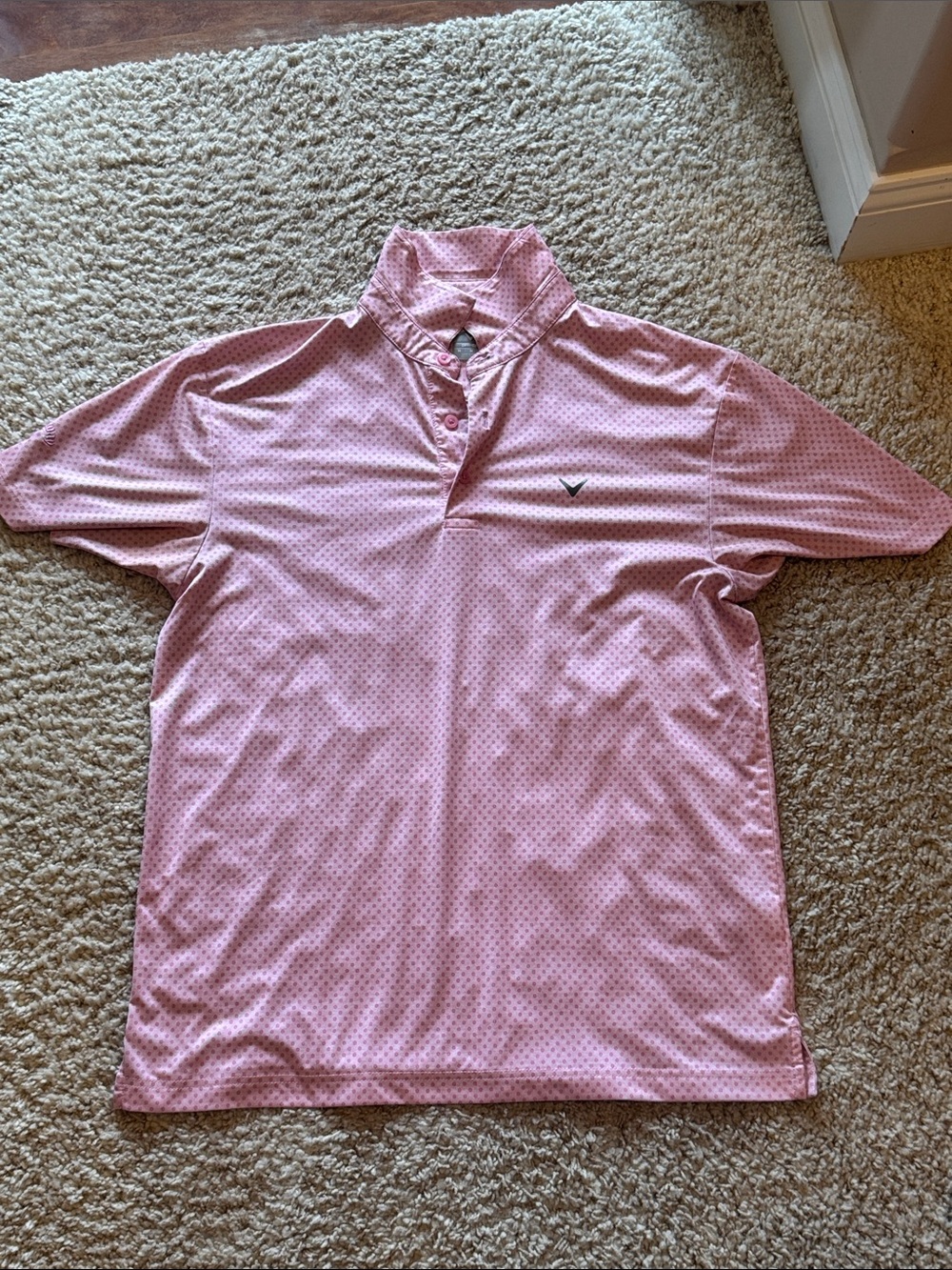 Callaway Light Pink Men's Golf Polo with Subtle Dot Pattern